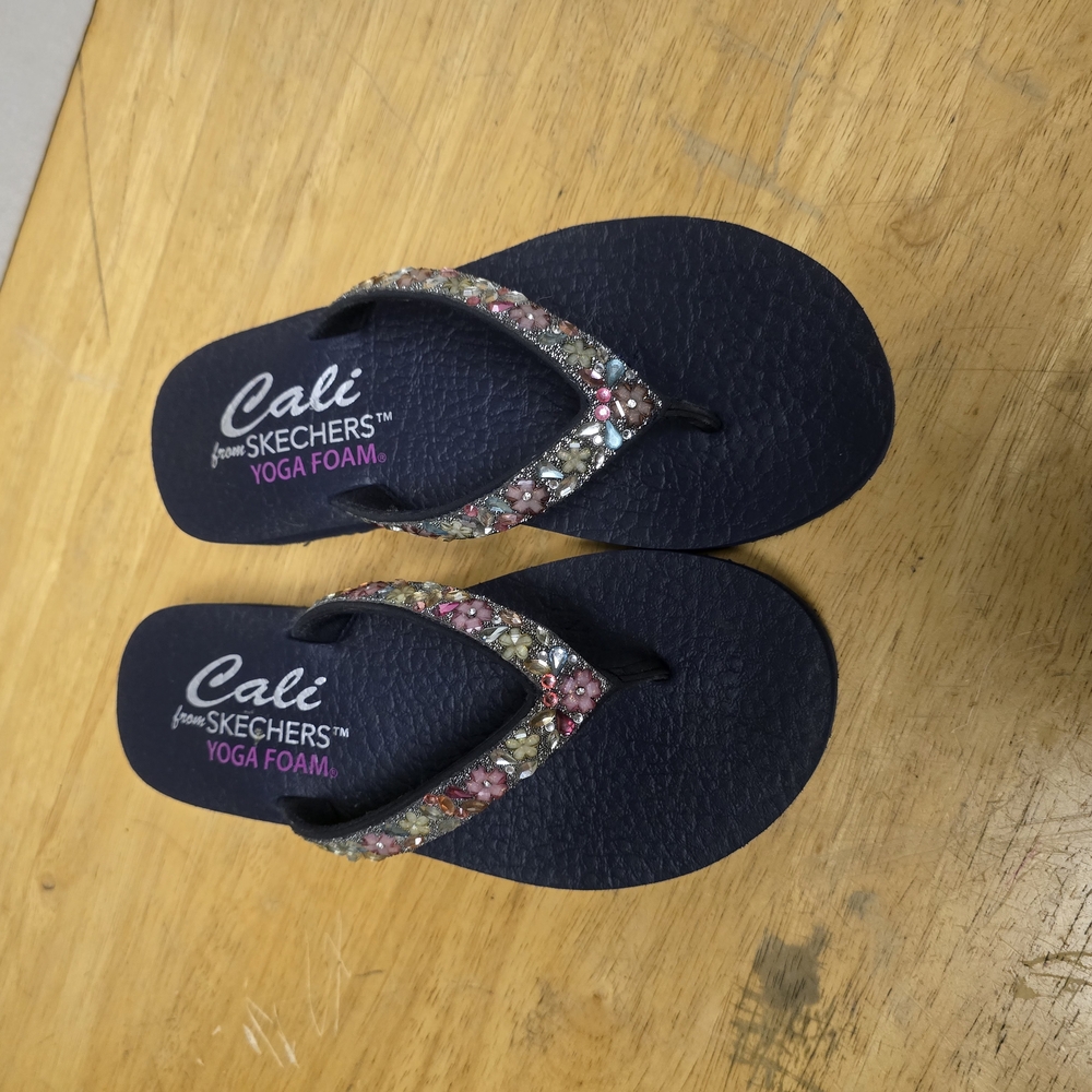 Skechers Kids' Navy and Pink Glitter Sandals